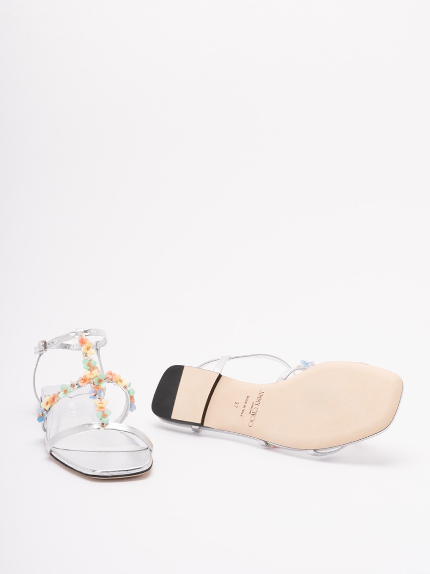 Jimmy Choo Daisy Sandals In Silver Nappa Leather In Multi