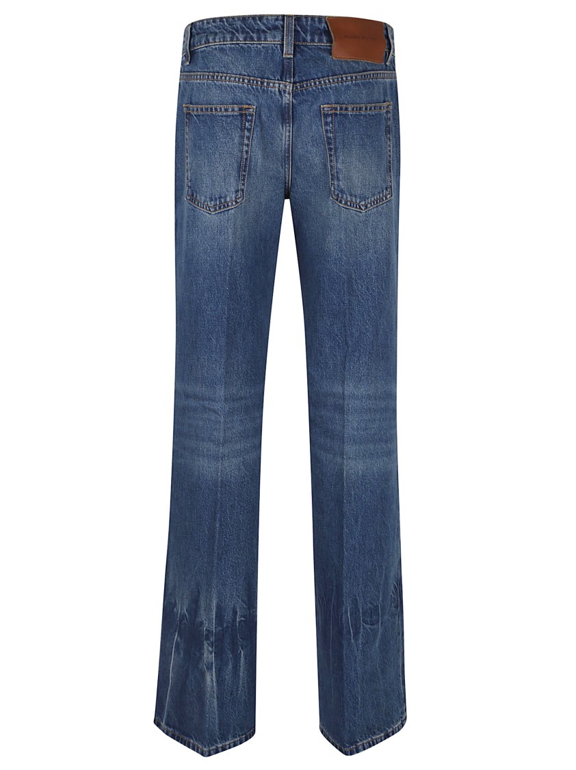 Shop Victoria Beckham Relaxed Fit Straight Leg Jeans With Subtle Fade In Blue
