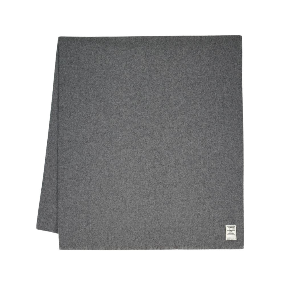 Totême Wide Classic Wool Scarf Mid Grey Melange In Grey
