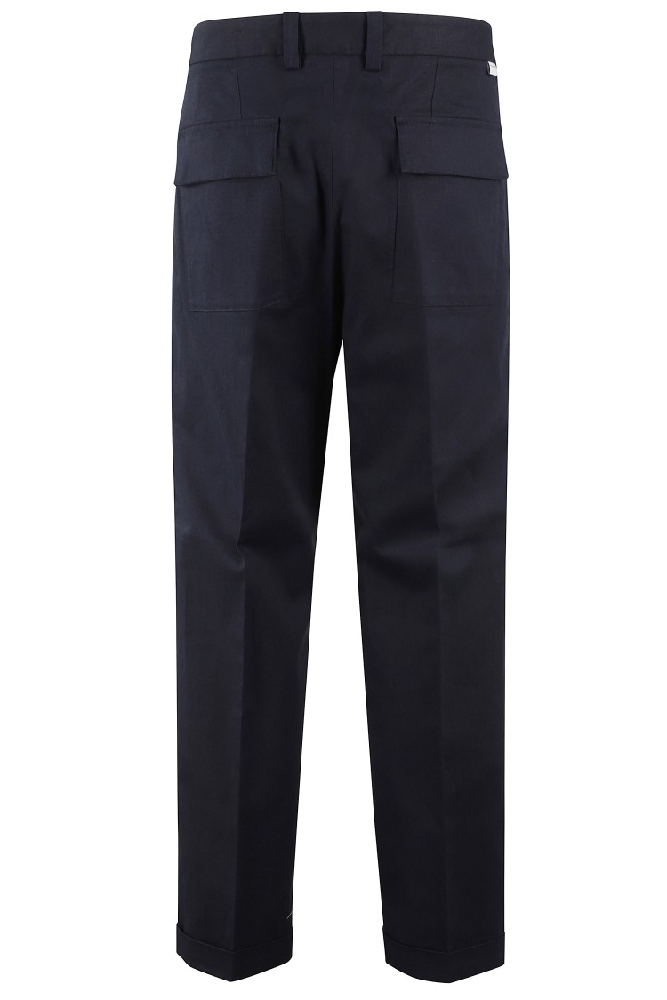 Shop Paolo Pecora Tailored Blue Trousers With Ankle Cuffs