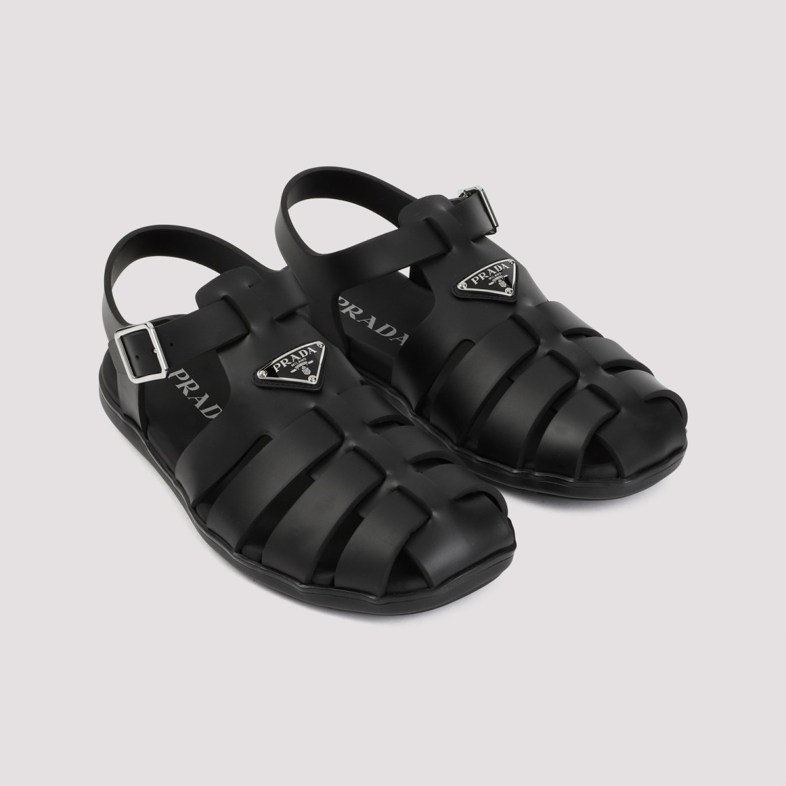 Shop Prada Soft Project Black Rubber Sandals