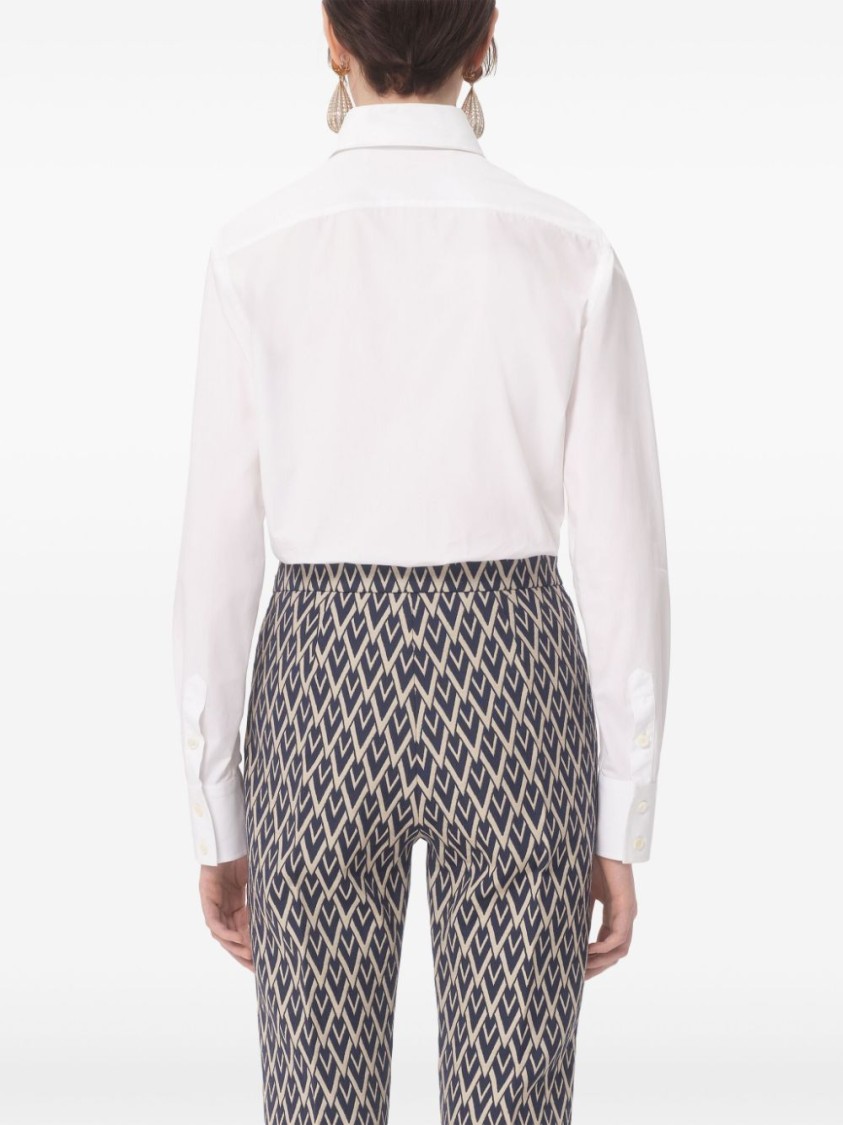 Valentino Tailored White Cotton Shirt With Decorative Buttons In White