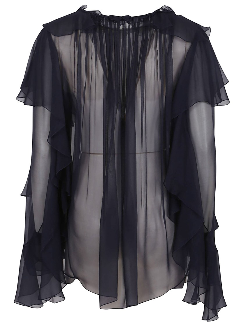 Alberta Ferretti Flowing Chiffon Shirt With Flounces