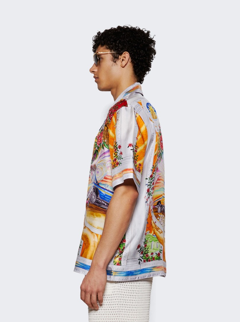 Casablanca Men's Short Sleeve Cuban Collar Shirt | Size Medium | Ums25sh00305