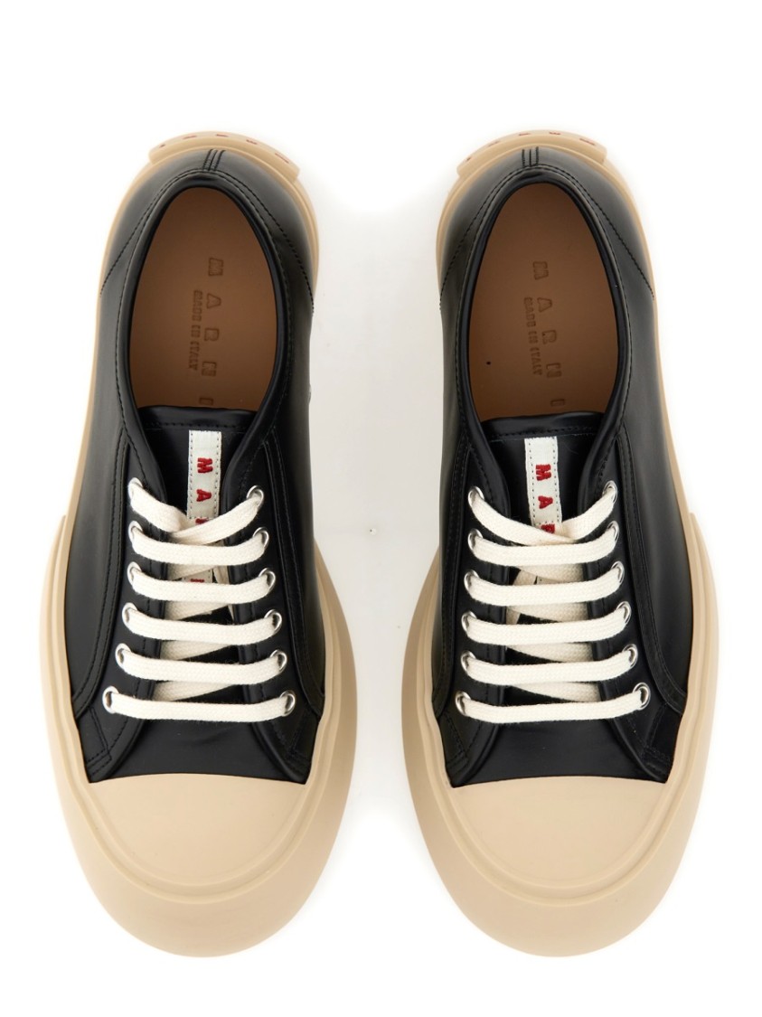 Shop Marni Black Calf Leather Sneakers