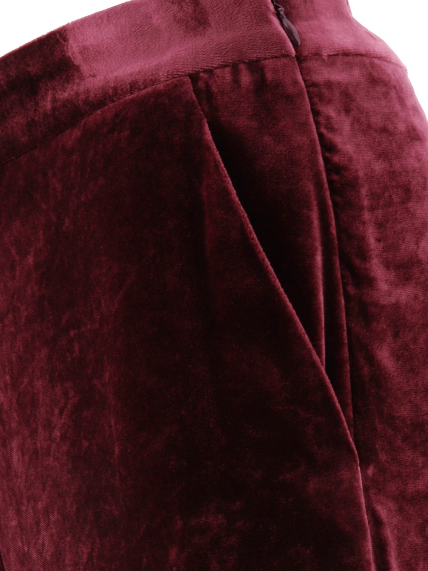 Etro Velvet Trousers With Elasticized High Waist In Burgundy