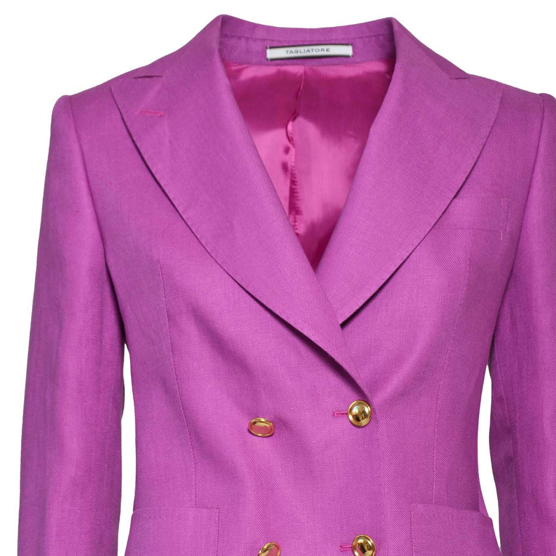 Shop Tagliatore J-coral Double Breasted Jacket In Purple Linen
