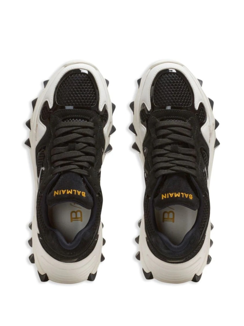 Balmain Rubberized Black Trainers In Black
