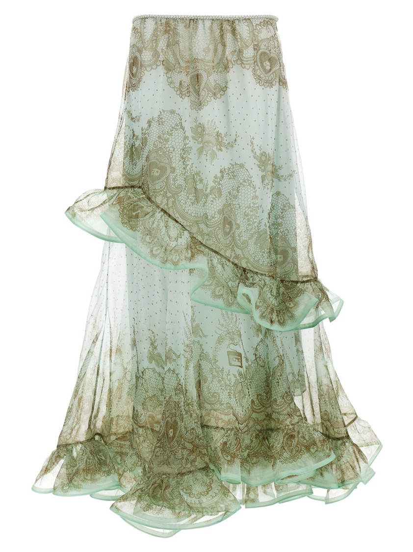 Zimmermann Green Crush Flutter Maxi Skirt
