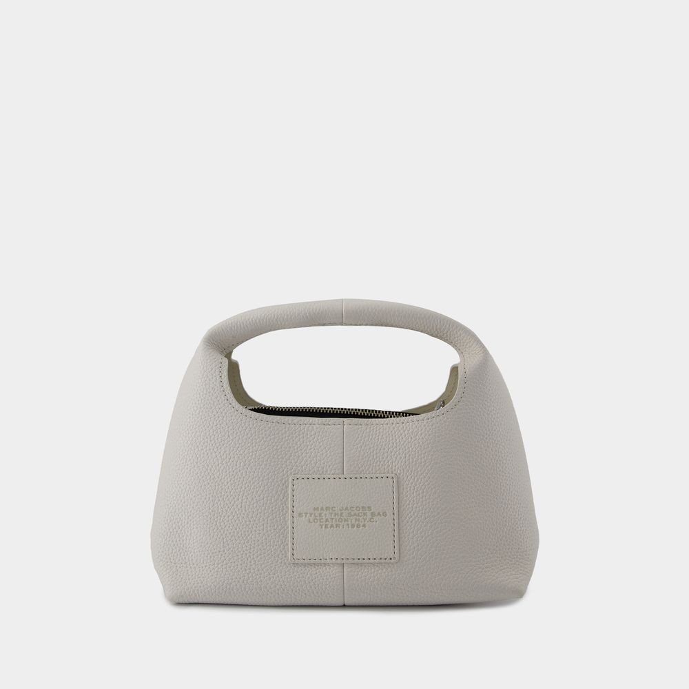 Marc Jacobs White Leather Mini The Sack Bag Handbag In Grey