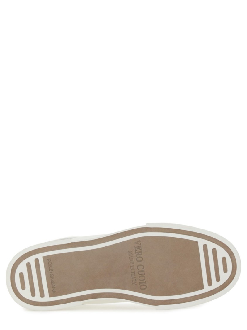 Dolce & Gabbana Portofino Yatch Sneakers In Calfskin Color White And Dove Grey In White