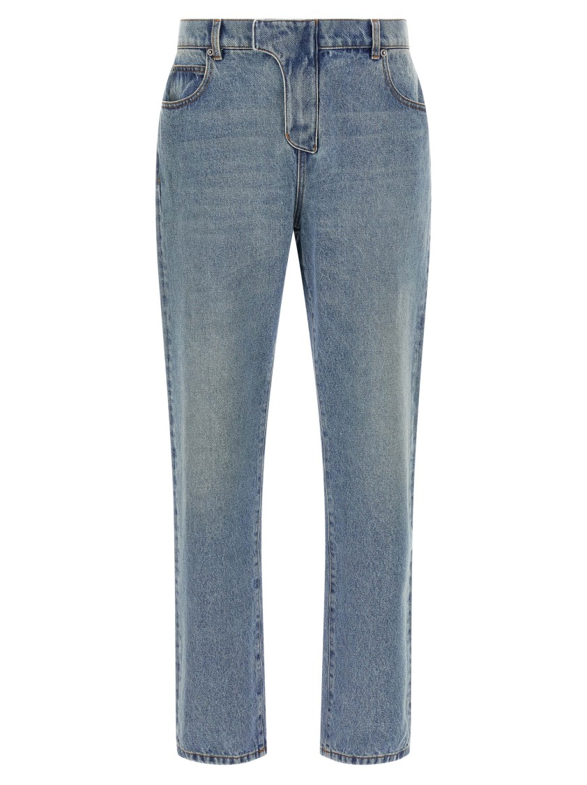 Balmain Stonewashed Cotton Denim Jeans In Blue