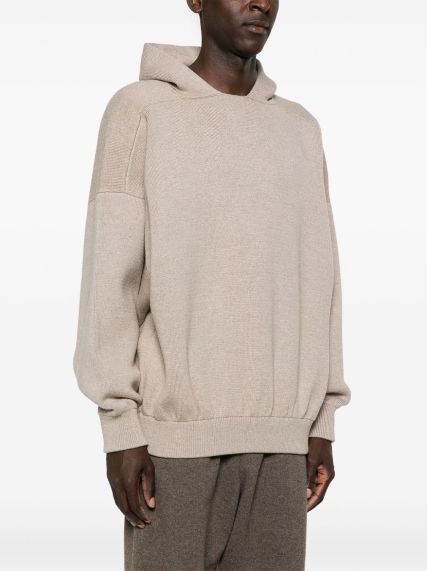 Fear Of God Virgin Wool Hooded Knit Sweater In Neutrals