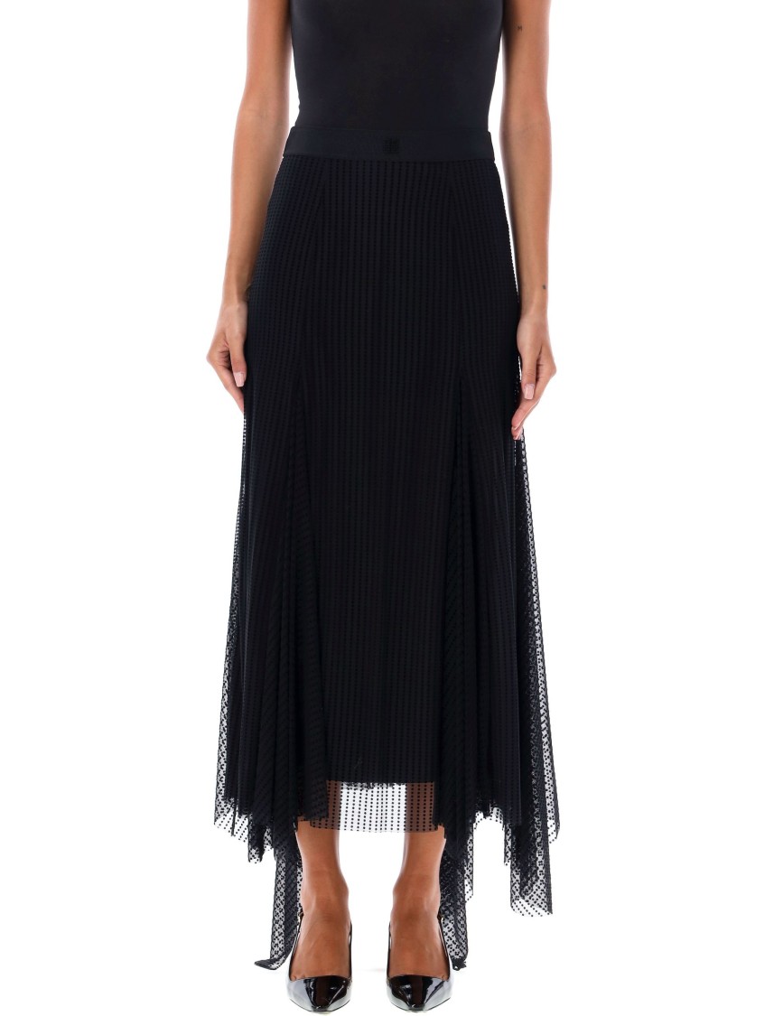 Givenchy Asymmetric Polka Dots Skirt In Tulle