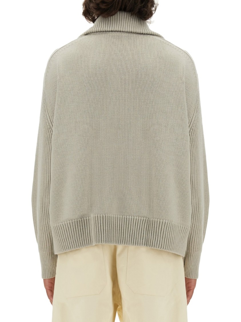 Studio Nicholson Merino Wool Quarter-zip Sweater In Neutrals