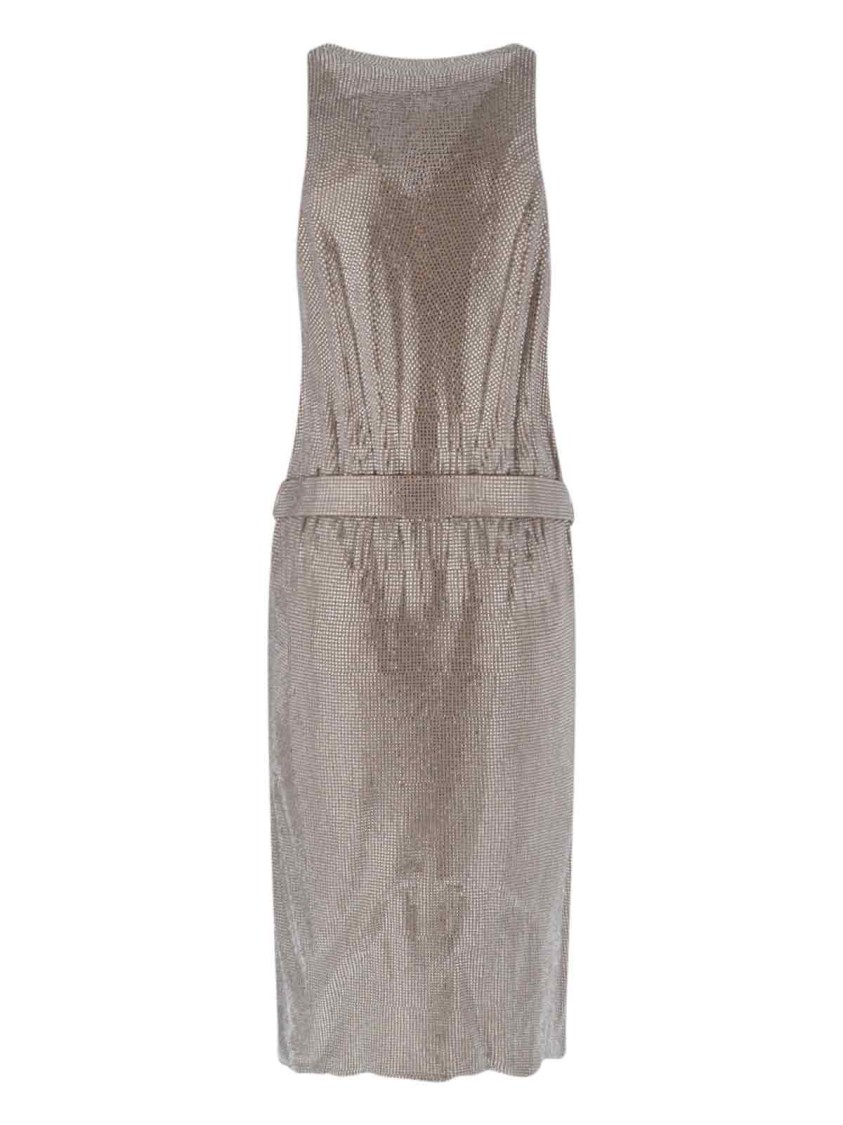 Giuseppe Di Morabito Metallic Scoop Neck Sleeveless Dress In Brown