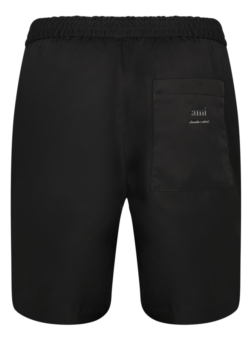Ami Alexandre Mattiussi Ami Black Shorts With Elasticated Waist And Hidden Pockets In Black