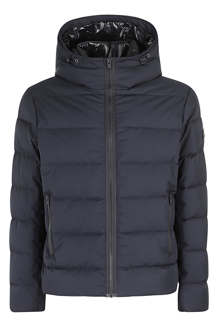 Fay Double Front Feather Jacket In Nylon In Blue