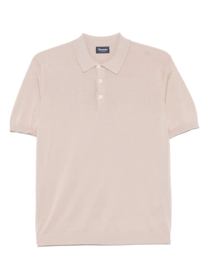 Drumohr Classic Cotton Polo With Traditional Collar In Neutral