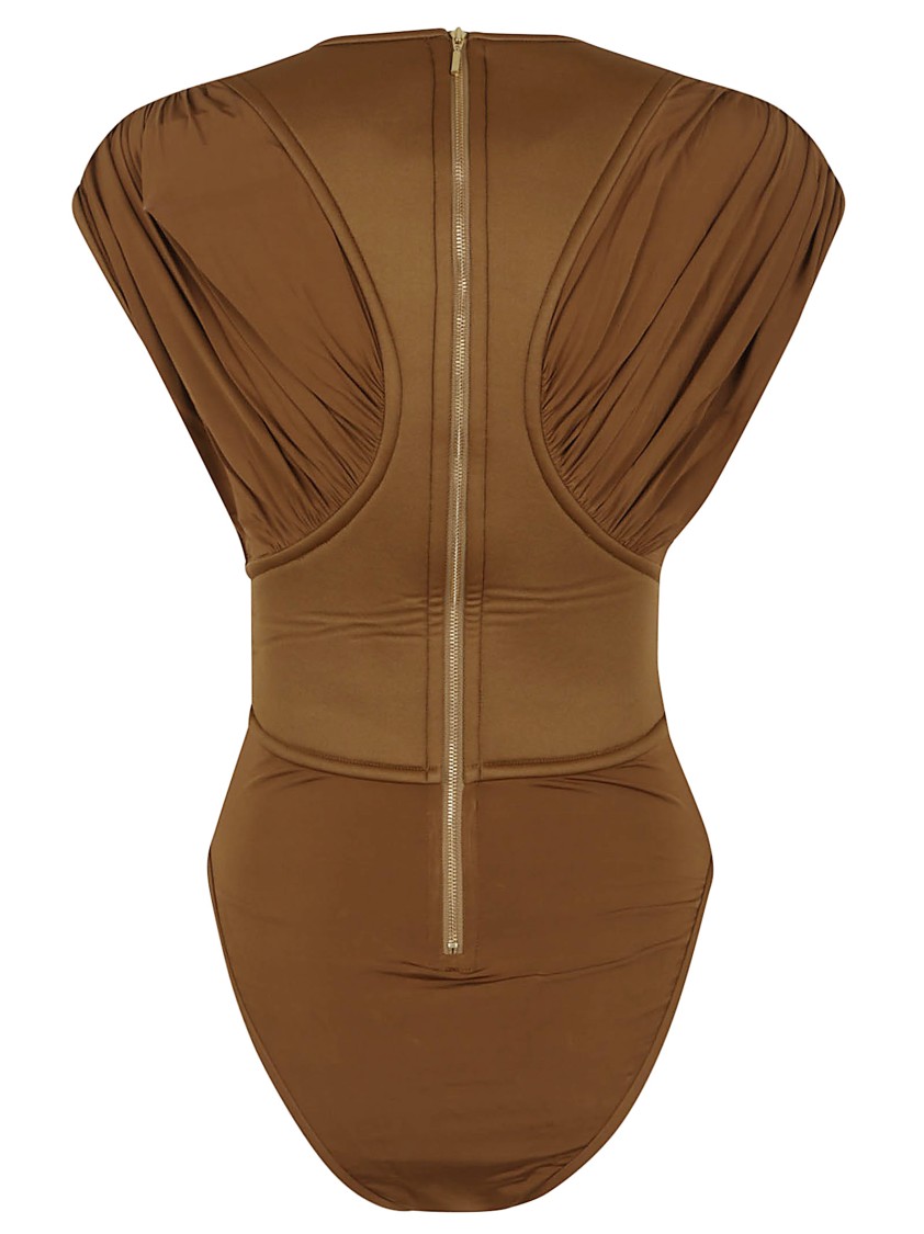 Zimmermann Silk Jersey Bodysuit With Gathered Detailing