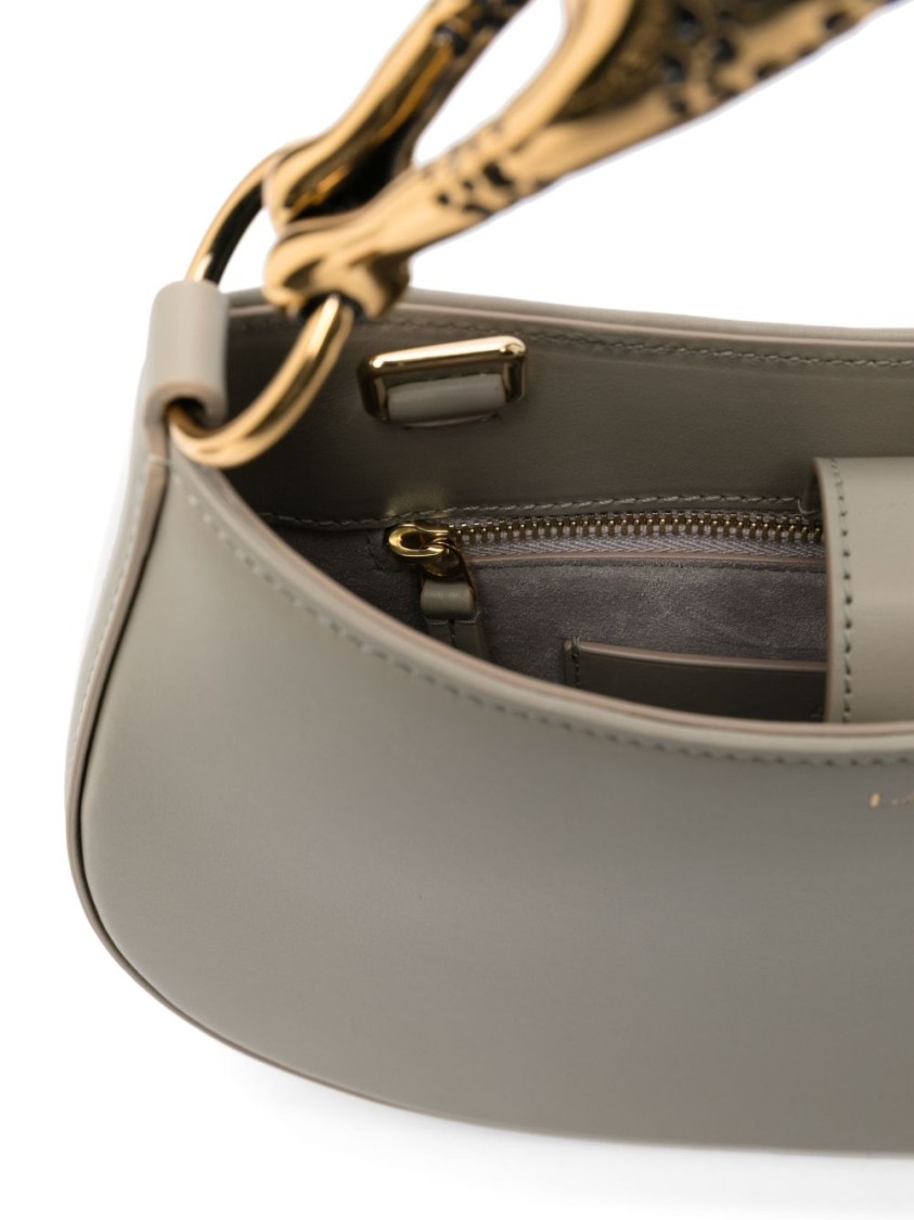 Shop Lanvin Calfskin Shoulder Bag With Leopard Handle