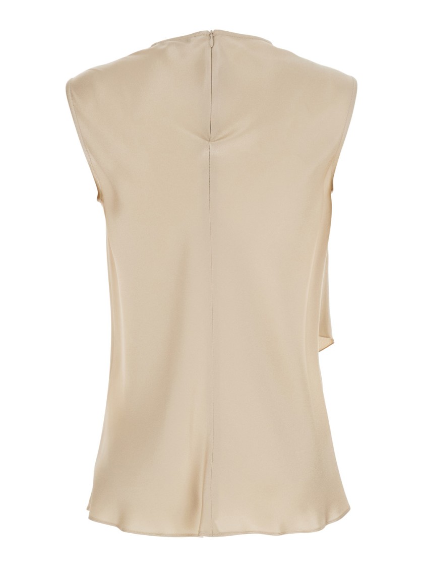 Shop Antonelli Viterbo Satin Ruffles Top In Neutrals