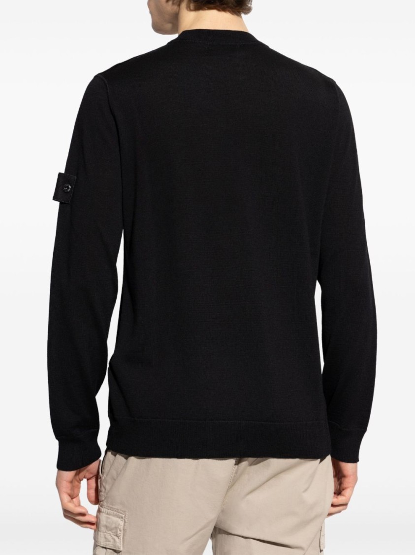Stone Island Lightweight Black Crew Neck Sweater In Black