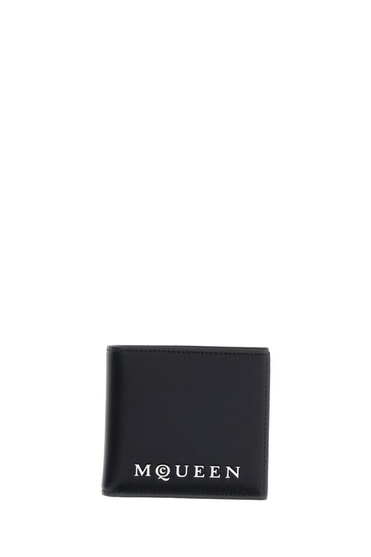Alexander Mcqueen Bi-fold Card Case With Logo Detail In Black