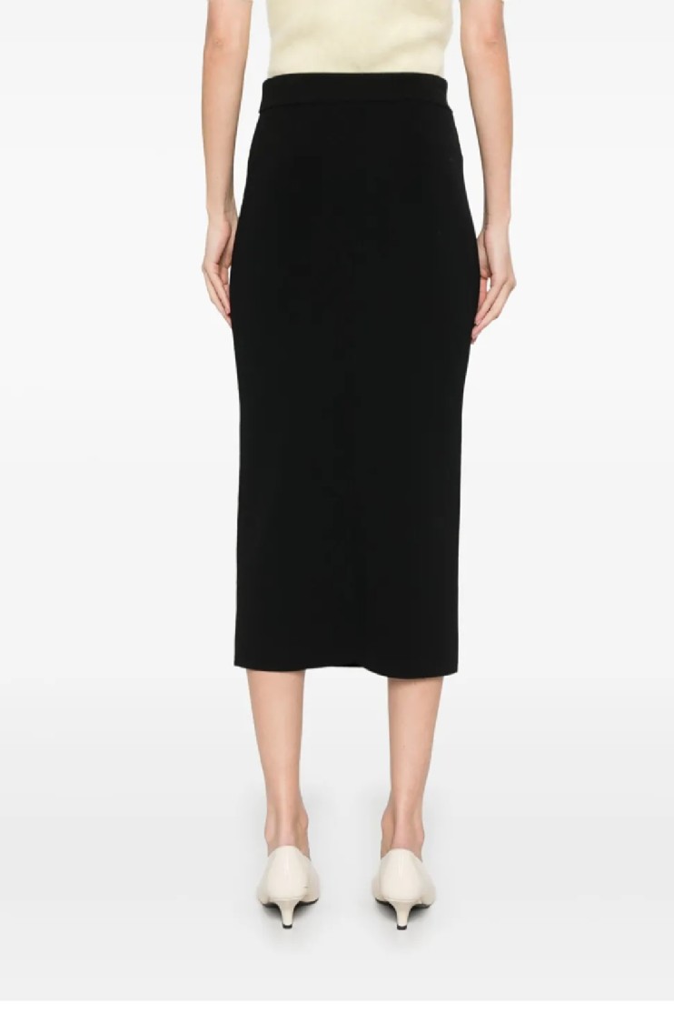 Max Mara Form-fitting Losanna Midi Skirt With Smooth Waistband In Black