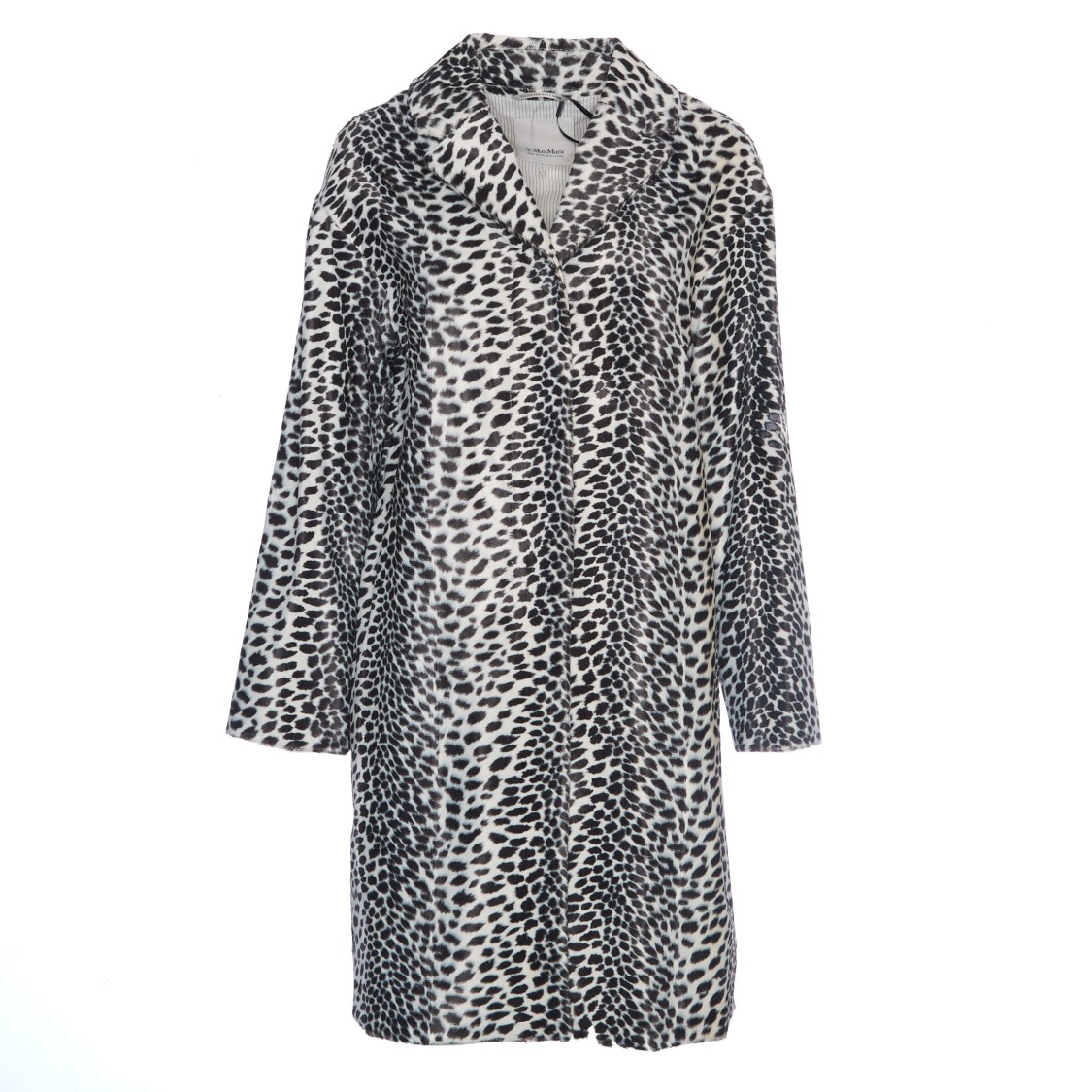 Max Mara Midi-length Cocoon Coat With Chic Animal-print Design