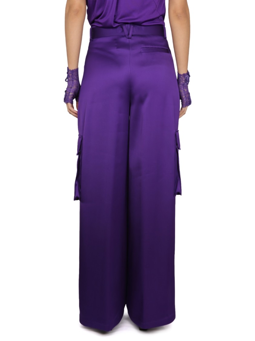 Versace Duchesse Viscose Informal Wide-leg Cargo Pant In Purple