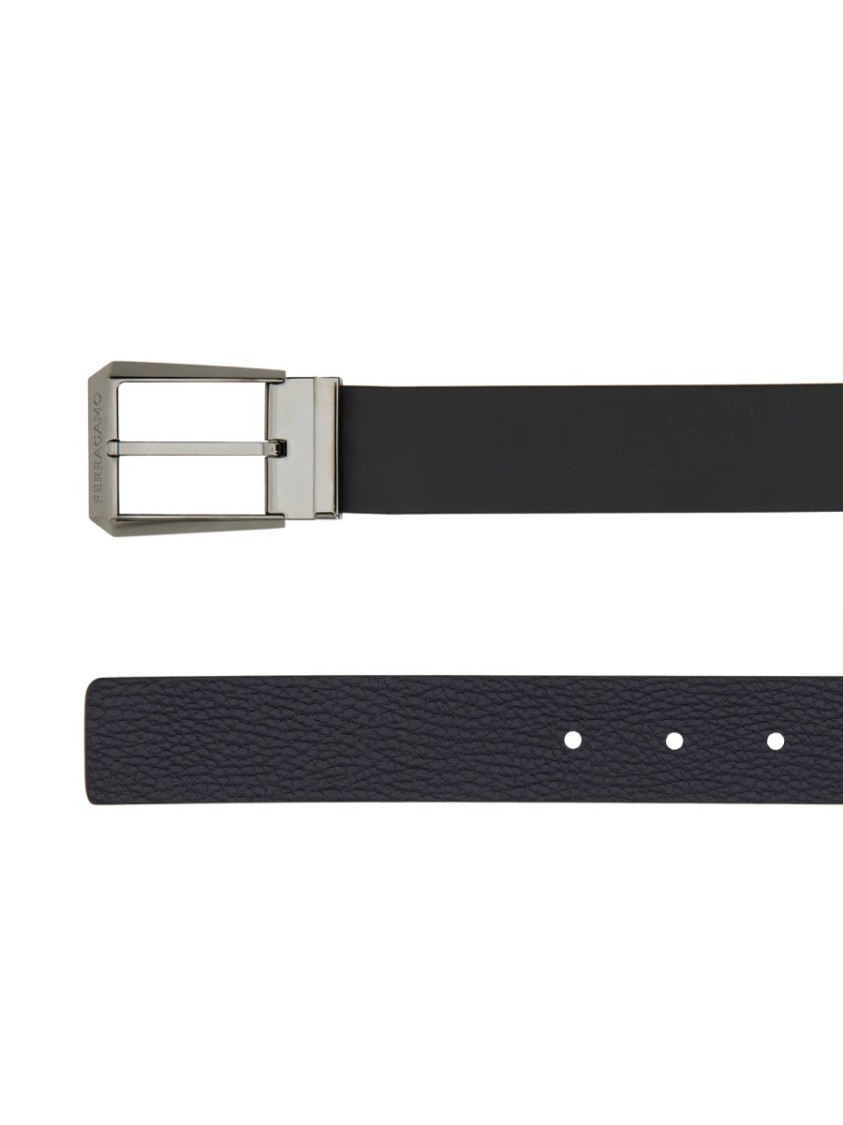 Ferragamo Classic Leather Belt For Men In Black