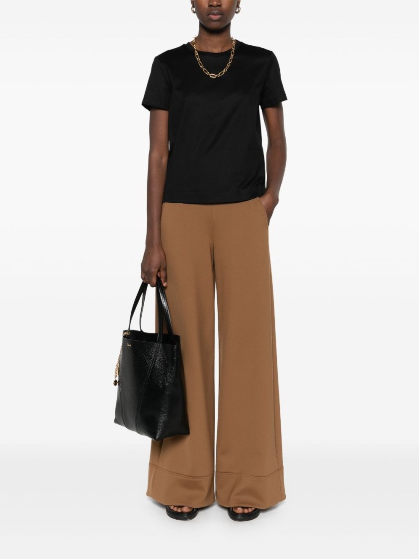 Max Mara Relaxed-fit Black T-shirt With Signature Branding In Black