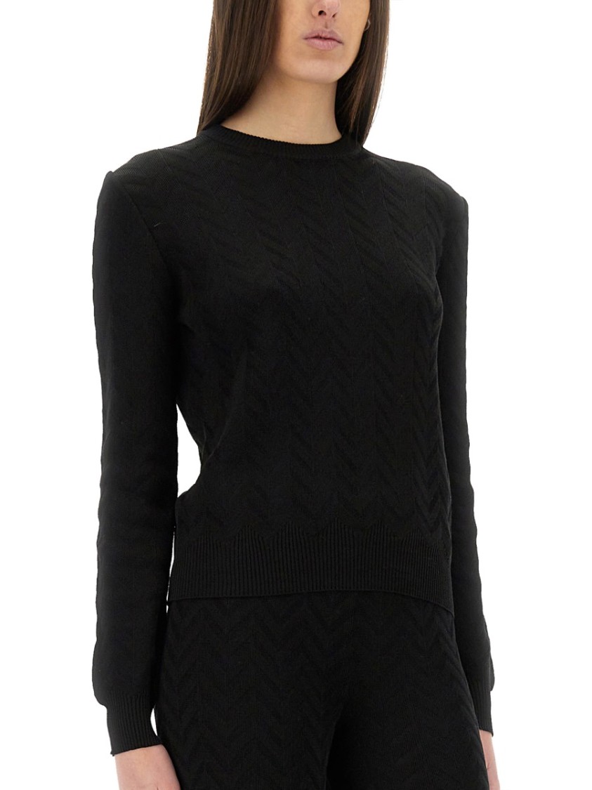 Shop Missoni Chevron Pattern Sweater In Black