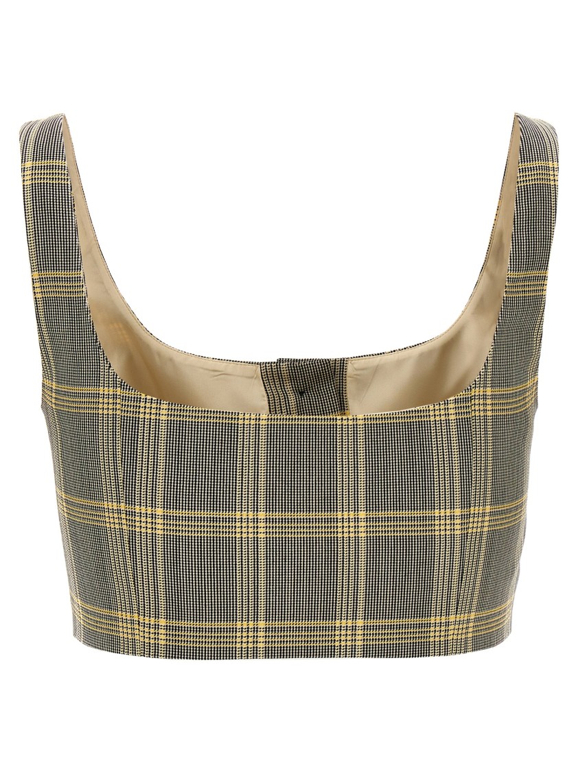 Marni Cropped Check Print Top With Button Closure In Gray