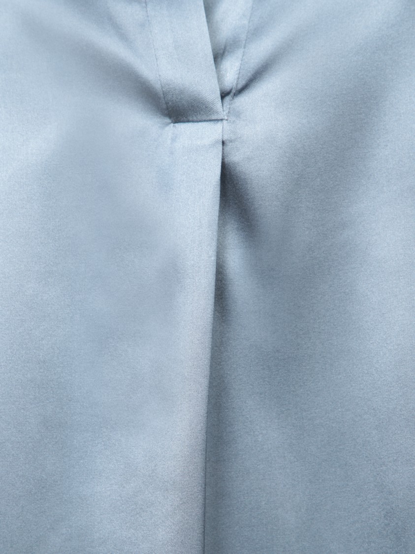 BLANCA VITA BLANCA VITA LONG-SLEEVE SILK SHIRT WITH PLEAT DETAIL 