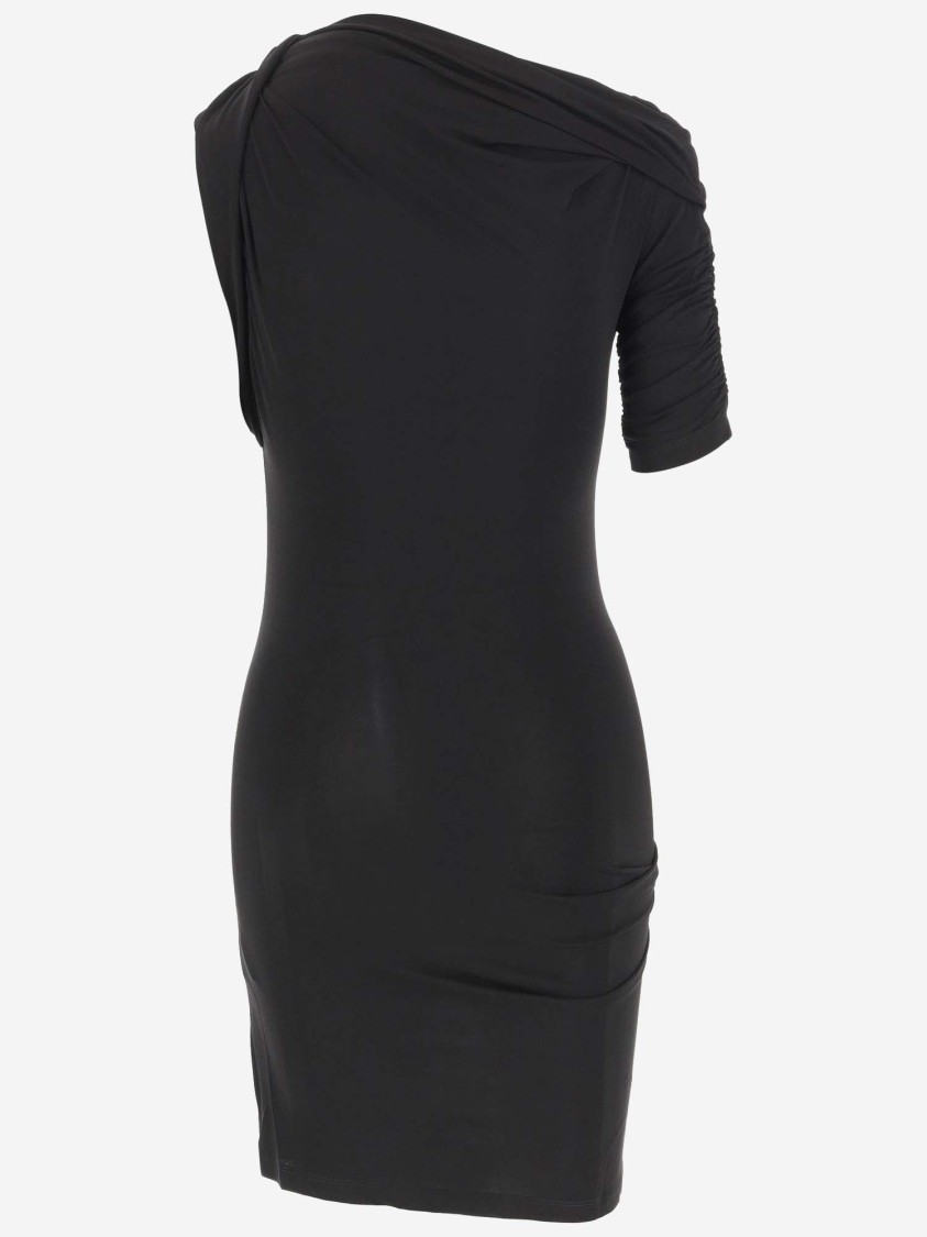 Jacquemus Drapeado Stretch Viscose Dress In Black