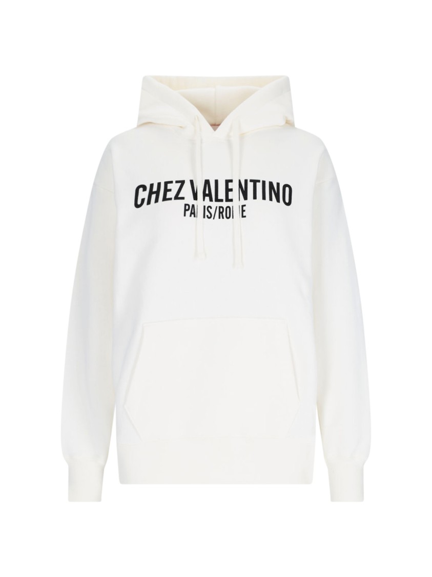 Shop Valentino Logo' Hoodie – White