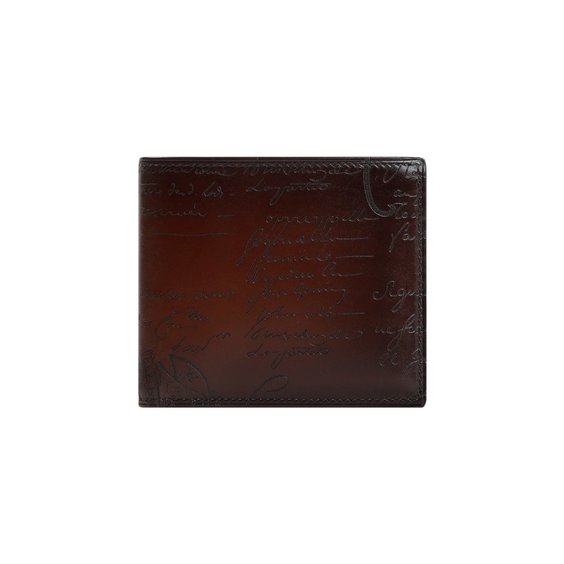 Berluti Calf Leather Neo Venezia Written Wallet In Brown