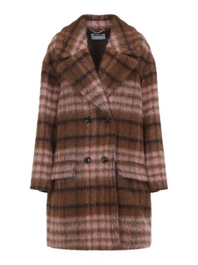 Moschino Single Breasted Wool Coat Black Herringbone Pattern