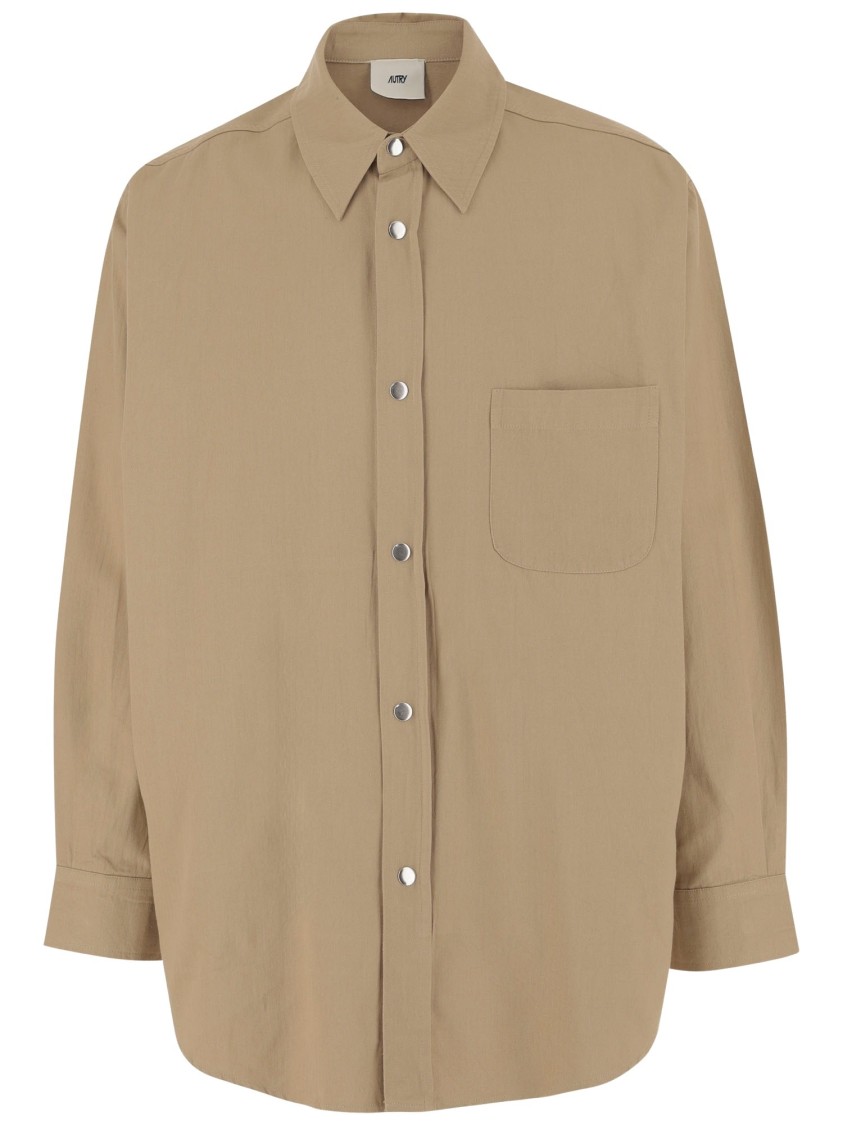 Shop Autry Cotton Logo Shirt In Neutrals