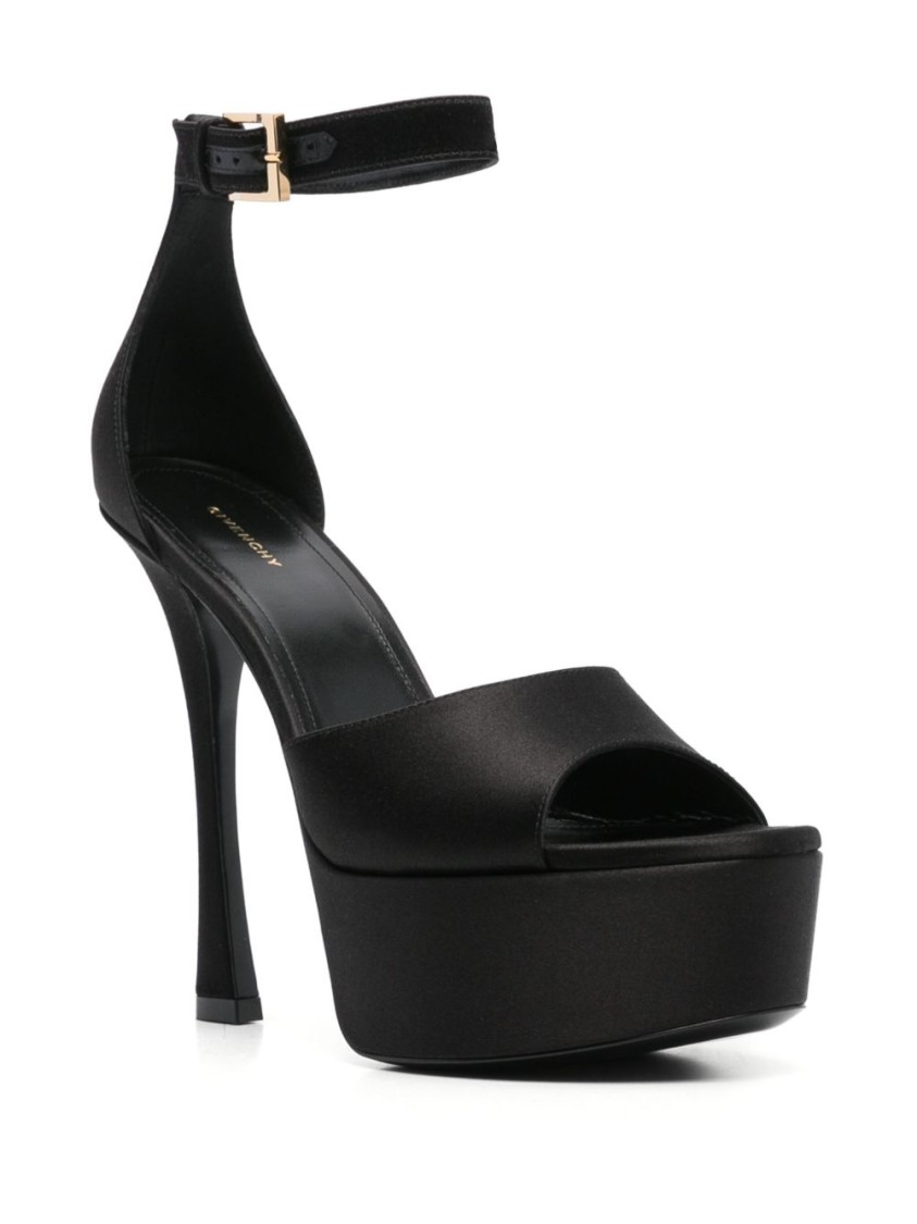 Givenchy Black Platform Sandals With Liquid Viscose-silk Blend In Black