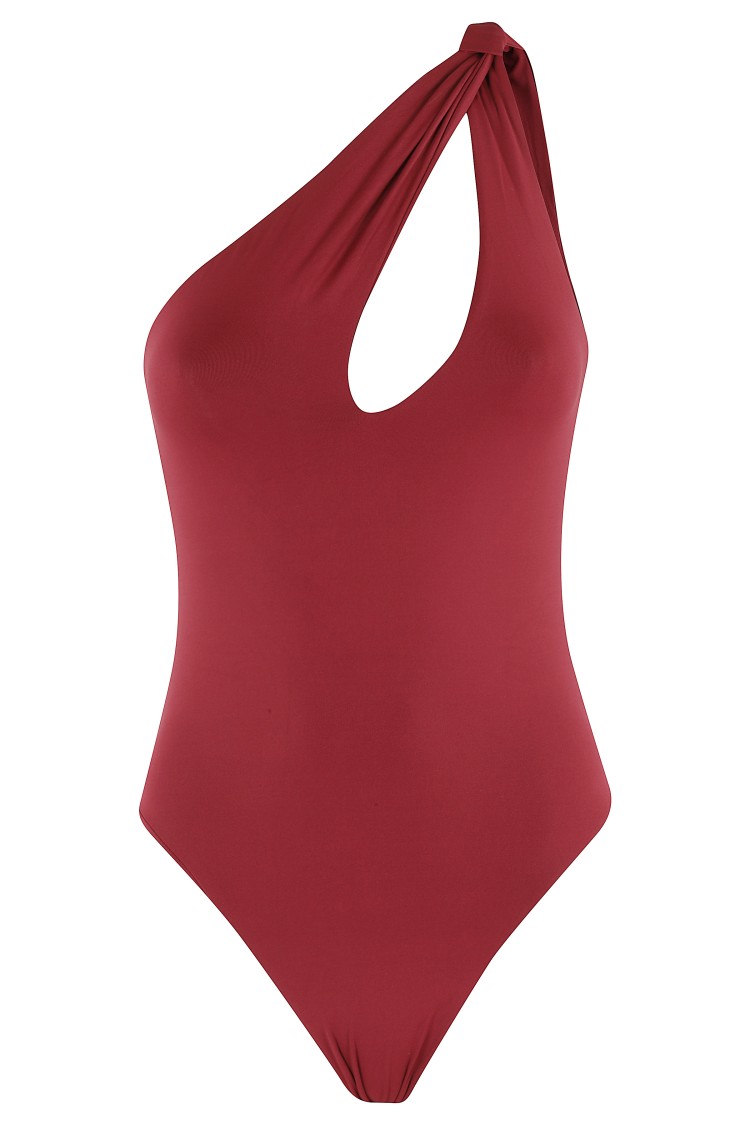 FEDERICA TOSI FEDERICA TOSI BORDEAUX MONOSPALLA SWIMSUIT WITH KNOT DETAIL