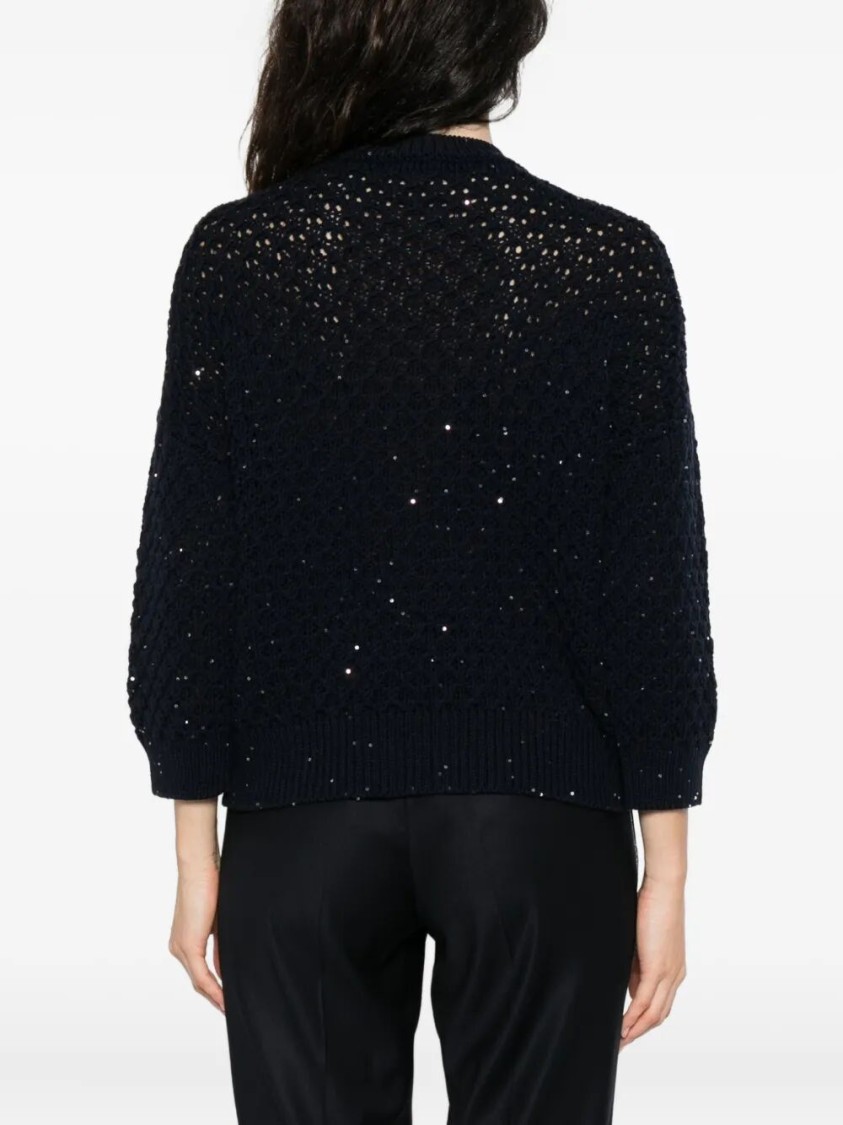 Peserico Sequin-embellished Wool Sweater In Black