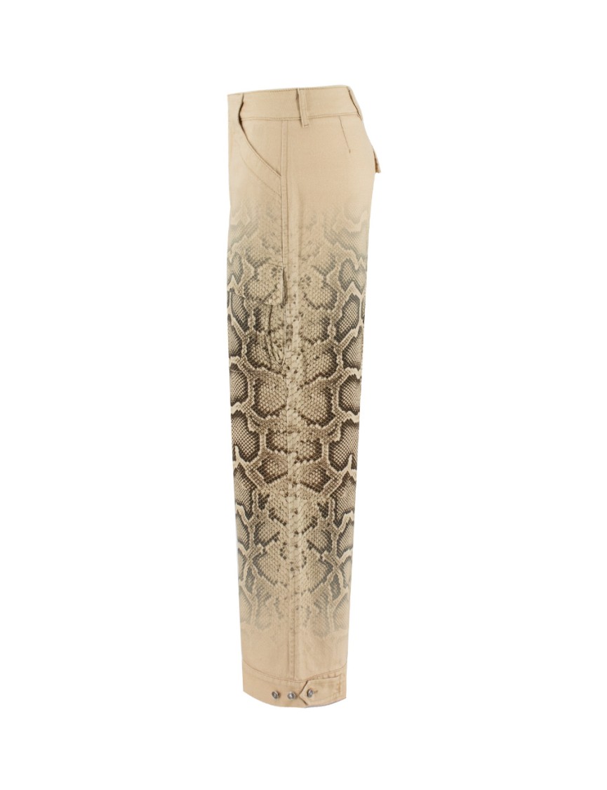 ERMANNO SCERVINO ERMANNO SCERVINO BEIGE PYTHON PRINT WIDE LEG TROUSERS