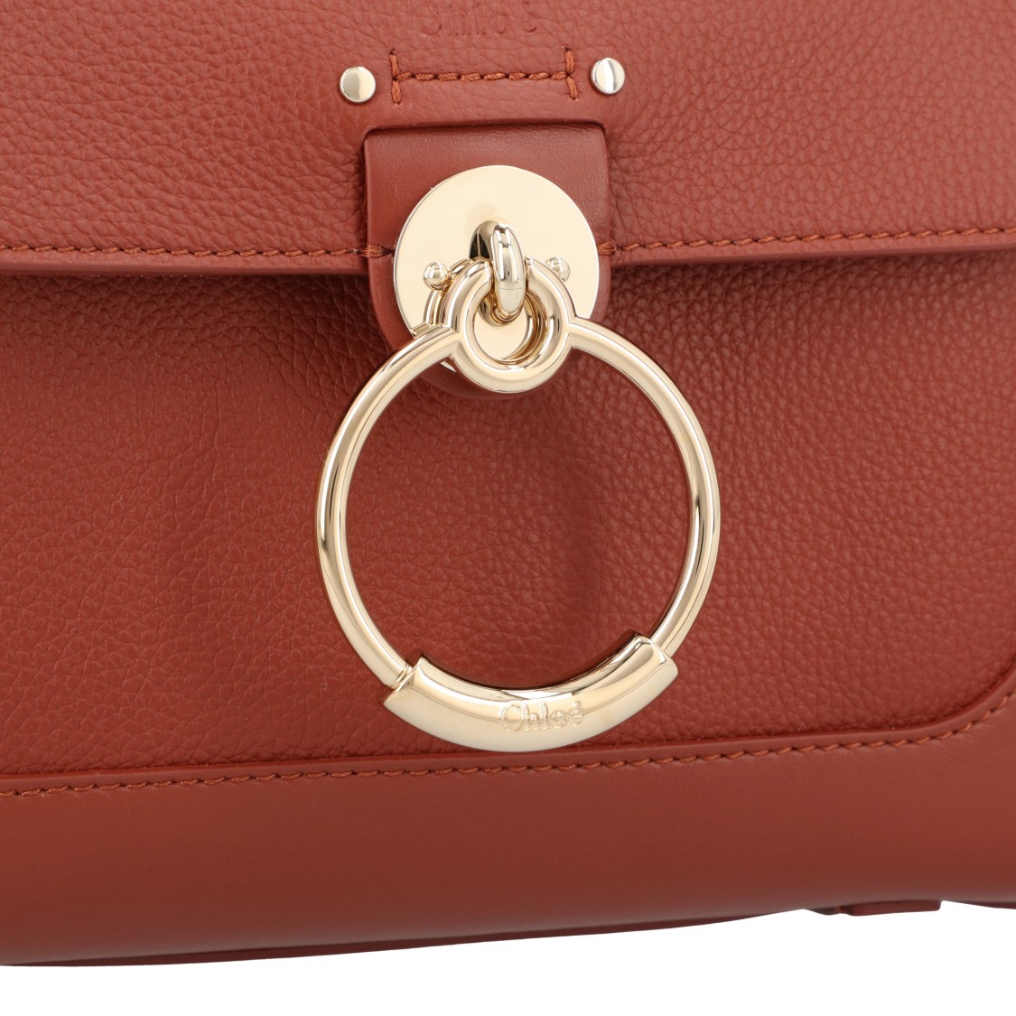 Chloé Mini Tess Day Bag In Grained & Soft Leather In Brown