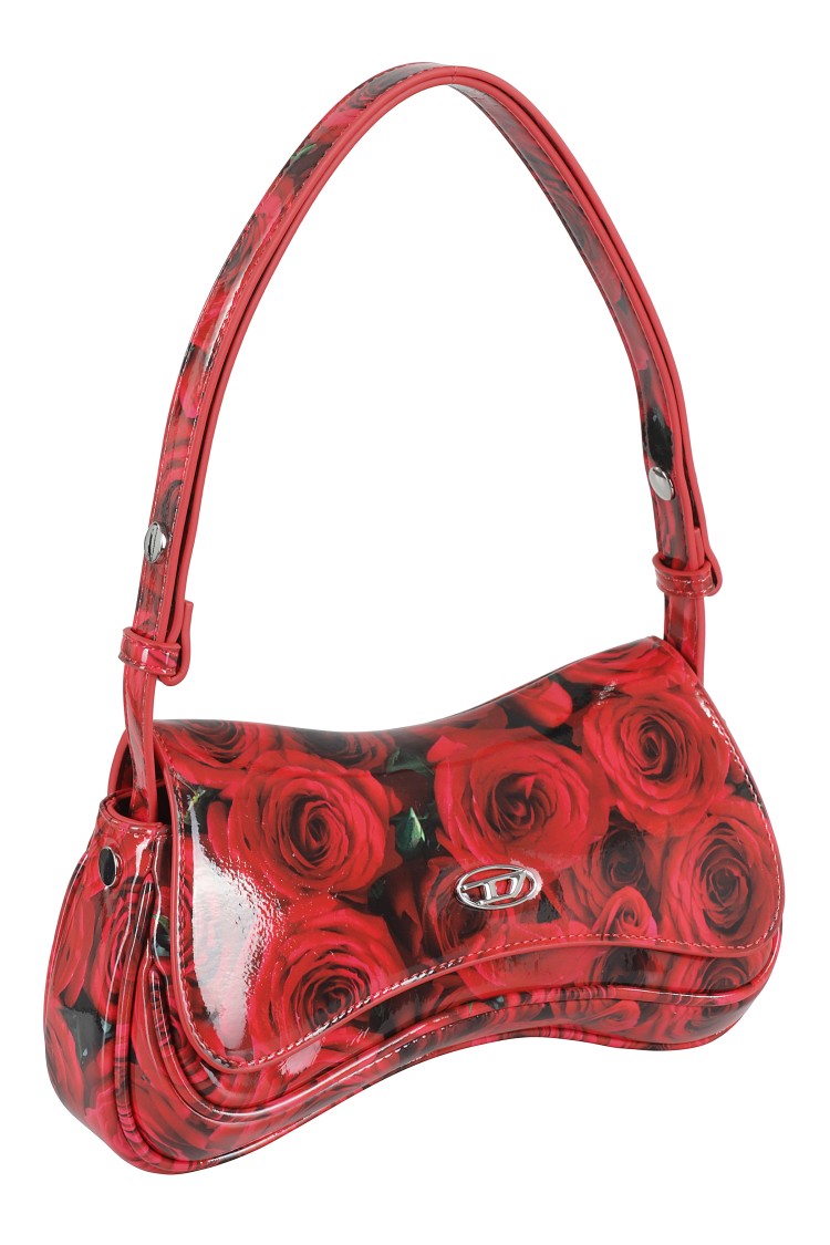 Diesel Red Shiny Recycled Pu Clutch With Controller-inspired Design