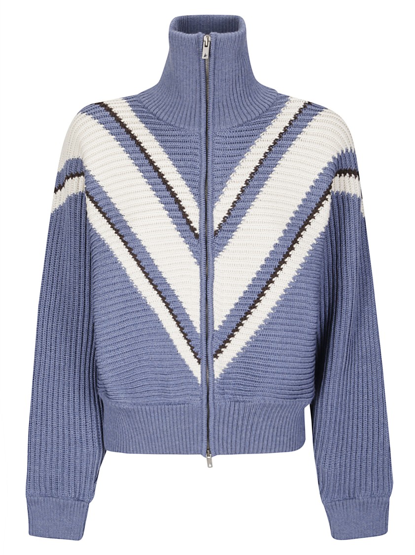 Golden Goose Journey Ws Full Zip Odilia Knit Jacquard V Style In Blue