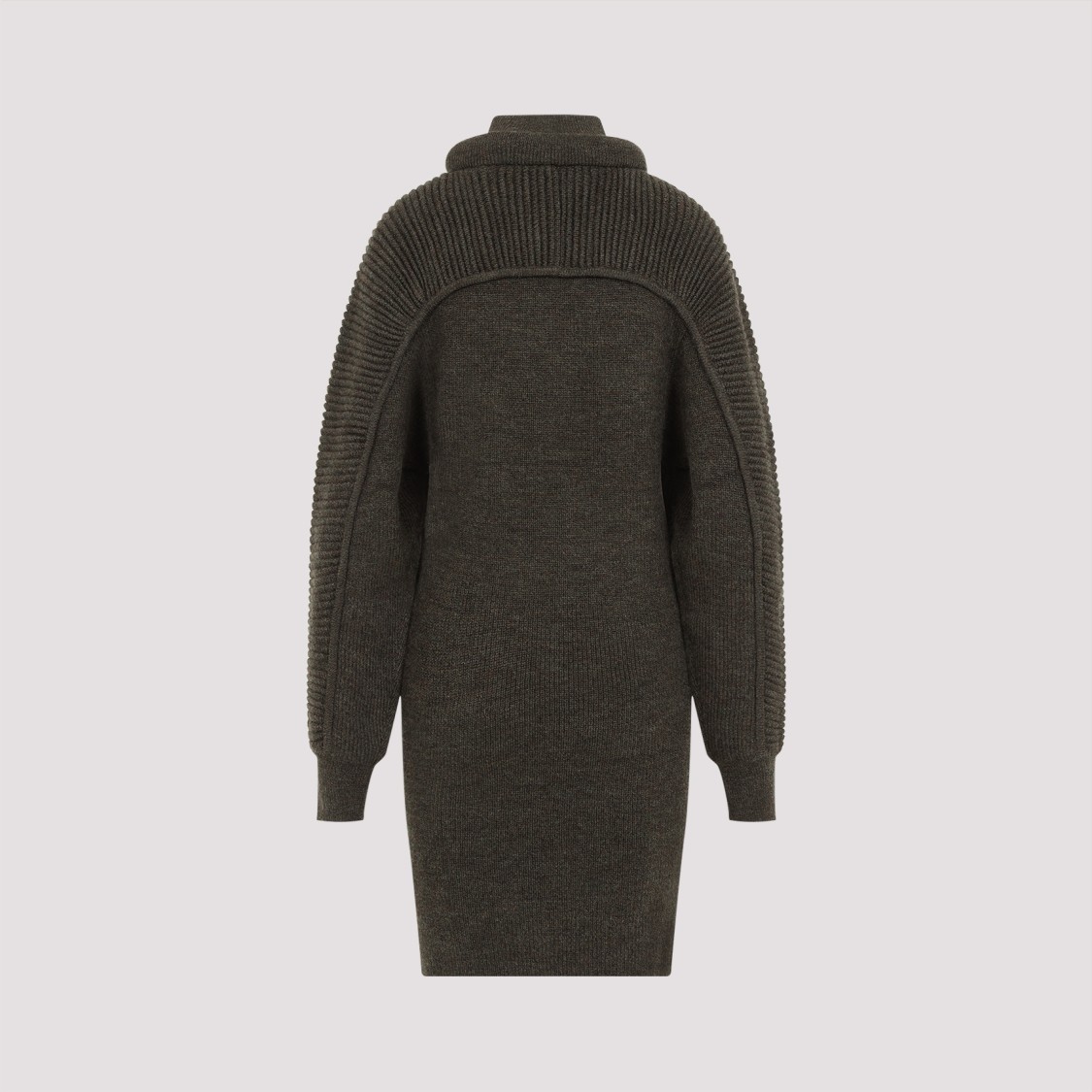 Isabel Marant Green Wool Fitted Turtleneck Dress In Green