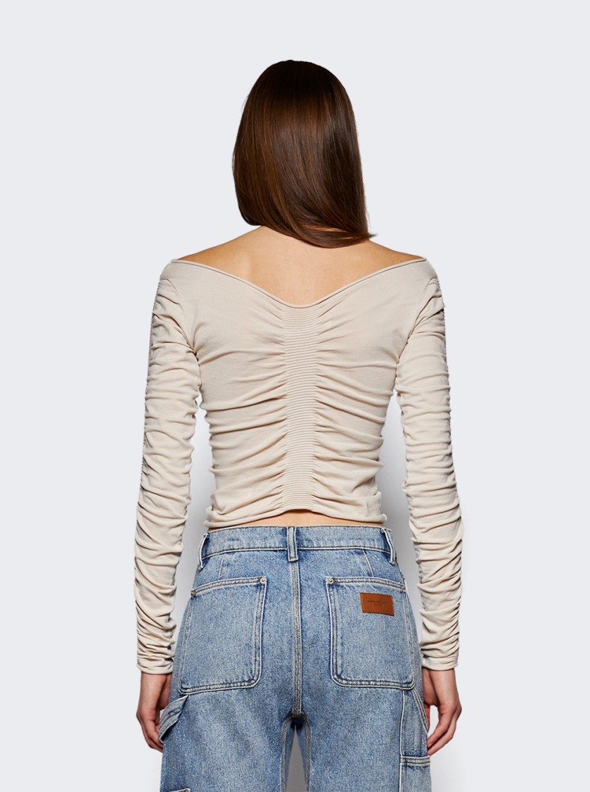 Alexander Wang V Neck Ruched Pullover Cement In Neutrals